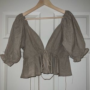Linen blouse and pants.